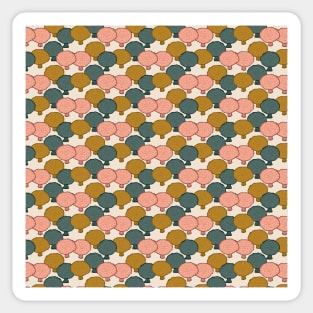 Puff balls Mushroom Surface pattern in golden brown, coral and green Sticker